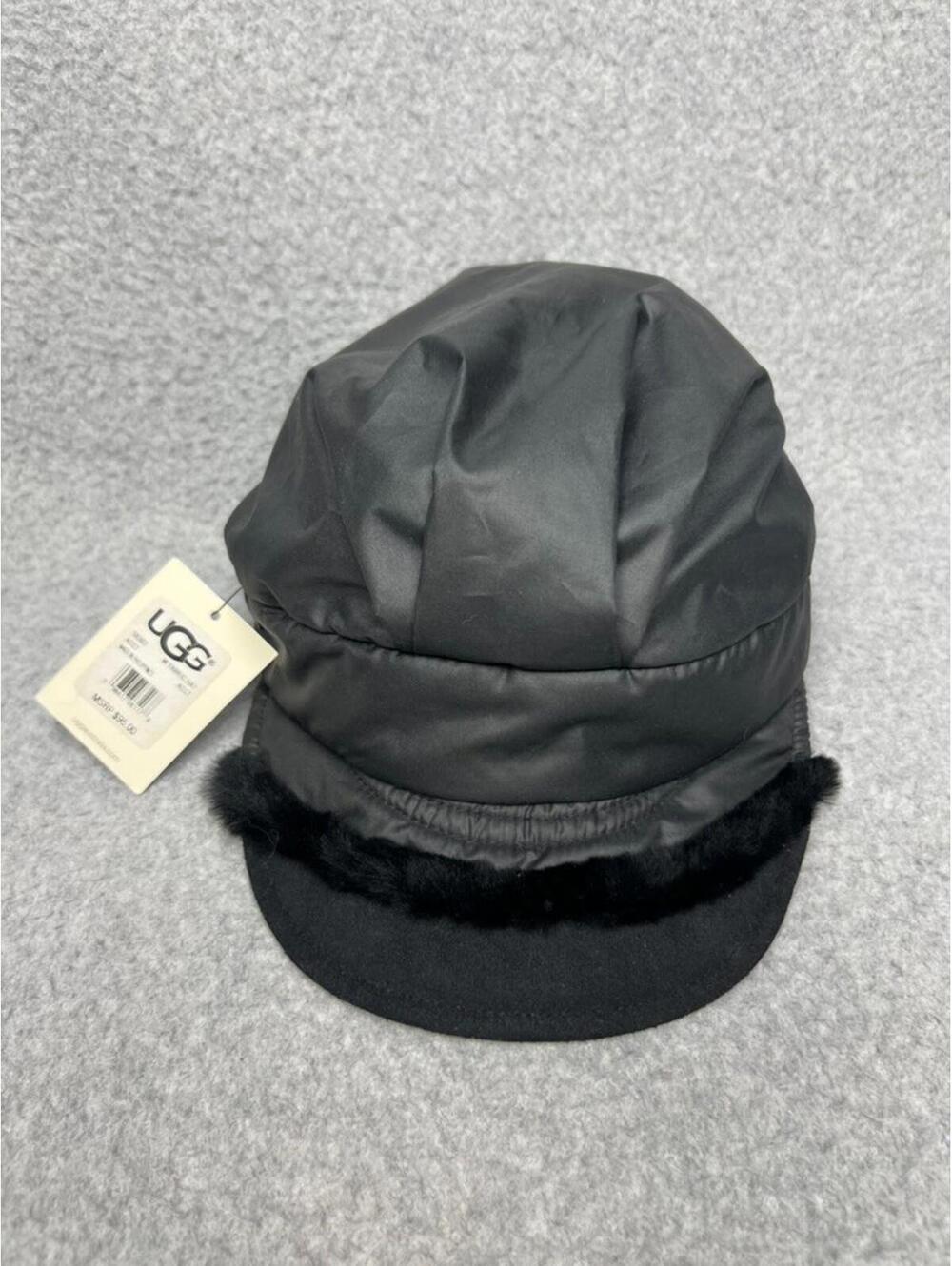 Y2K UGG Nylon Classic Winter Mini Newsboy shearling-trimmed brim One Size New - Picture 3 of 6